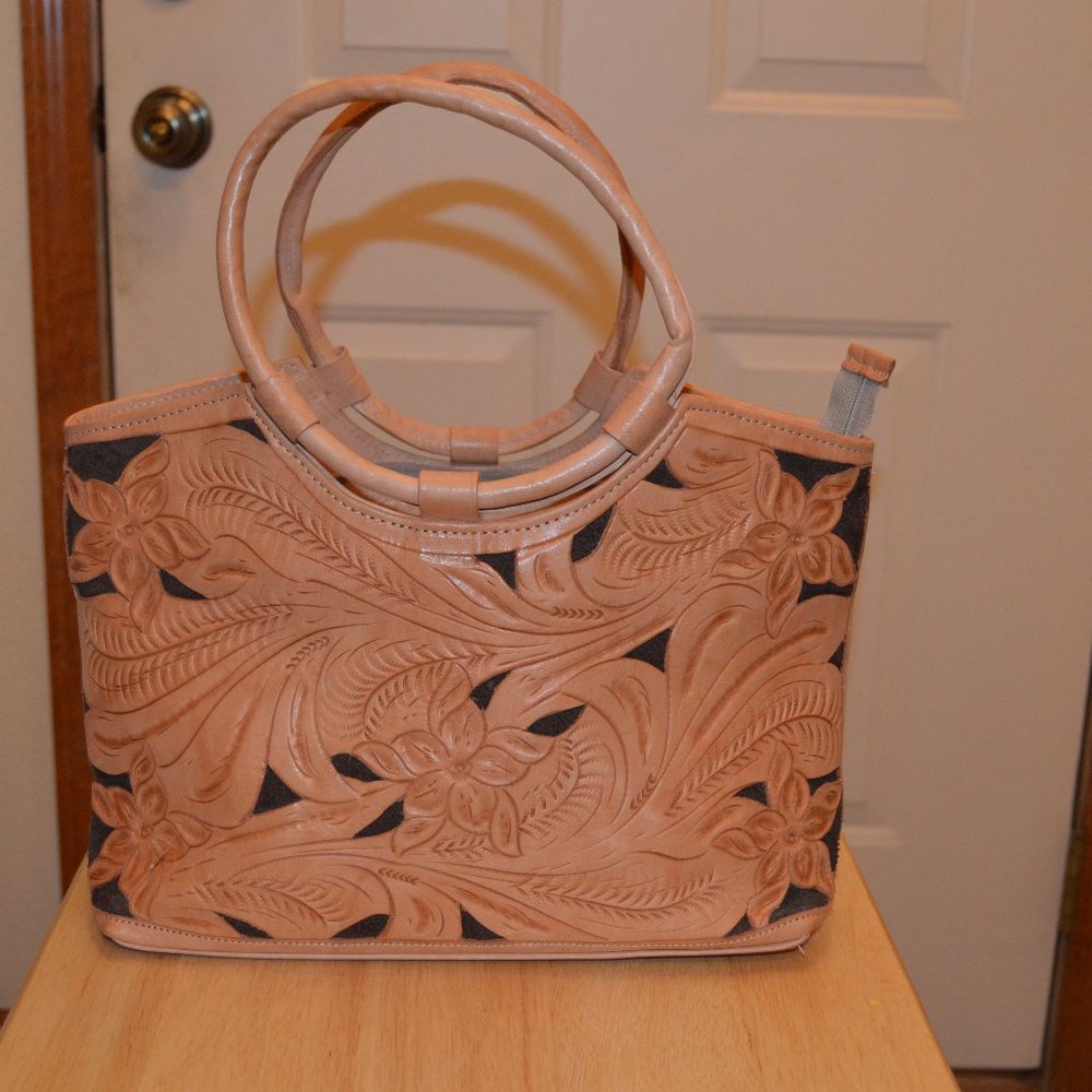 Real Leather, Hand  Tooled Purse